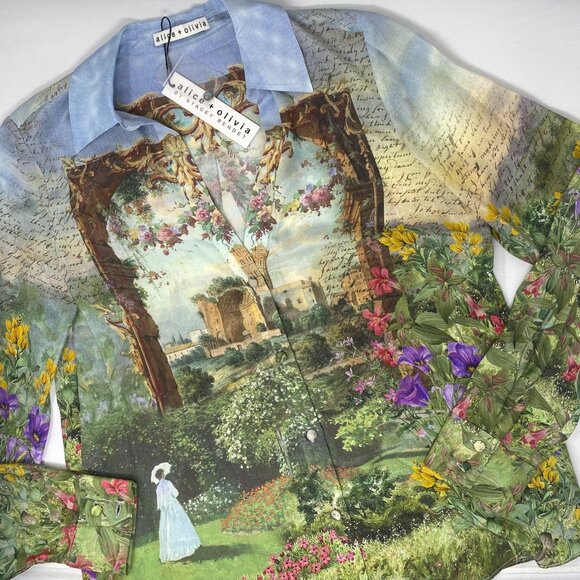 Alice + Olivia Eloise Dusk To Dawn Silk Blouse NWT $350 - Picture 6 of 14